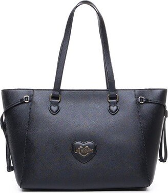 Logo-Plaque Textured Top Handle Bag