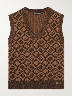 Konny Logo-Jacquard Wool and Cotton-Blend Sweater Vest-AA