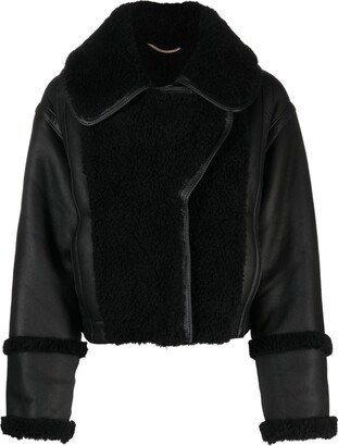 Spread-Collar Shearling Jacket