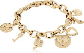 Women's Premium Crystal Accented Gold-Tone Charm Bracelet Watch