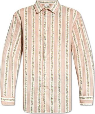 Patterned Striped Button-Up Shirt