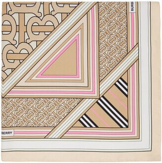 Beige & Pink Montage Silk Scarf