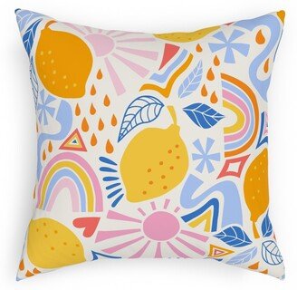 Outdoor Pillows: Fun Lemons - Multi Outdoor Pillow, 18X18, Single Sided, Multicolor