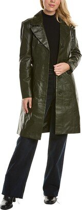 Teresa Wrap Leather Coat-AE