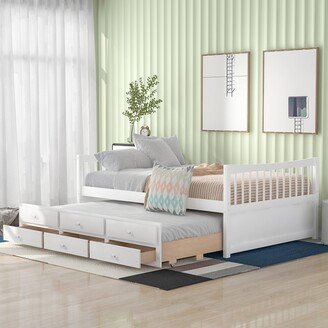 GEROJO Modern & Timeless Full Size Daybed with Twin size Trundle and 3 Drawers & Strong Durable Frame, No box Spring Required