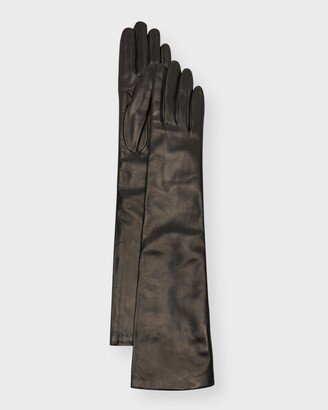 Long Cashmere-Lined Leather Gloves-AA