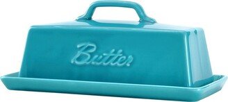 Porcelain Butter Keeper With Handle Cover, Blue