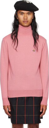 Pink Embroidered Turtleneck