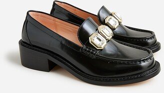 Jeweled loafers in spazzolato leather