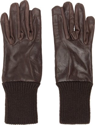 Brown Short Ribcuff Gloves