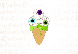3 Scoop Eyeball Ice Cream Cone Cookie Cutter