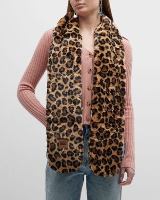 Leopard-Print Faux Fur Scarf