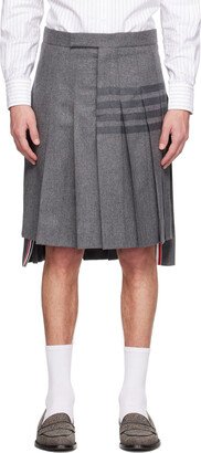 Gray Classic Backstrap Pleated 4-Bar Skirt