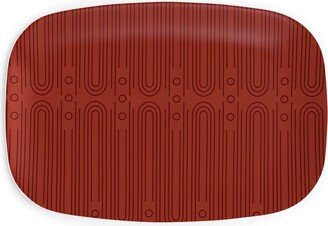 Serving Platters: Art Deco Arches - Cranberry Serving Platter, Red