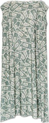 All-Over Dollar Bill Print Maxi Dress