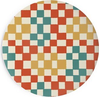 Salad Plates: Wonky Checkerboard - Multi Salad Plate, Multicolor