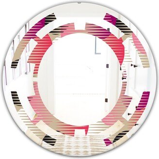 Designart 'Retro Circular Pattern VIII' Printed Modern Round or Oval Wall Mirror - Space