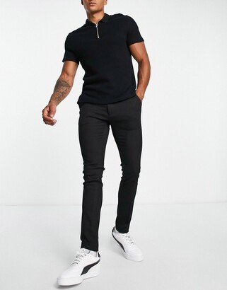 pronounced twill super skinny pants in black