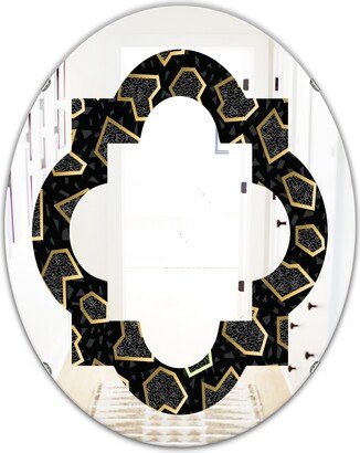 Designart 'Gold Retro 80s' Printed Modern Round or Oval Wall Mirror - Quatrefoil