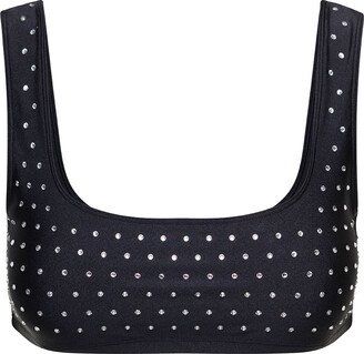 The Andamane Black Sports Bra With Crystals In Polyammide Woman