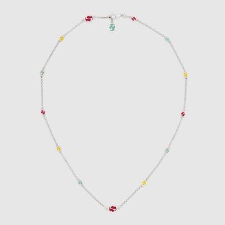 Interlocking G necklace with multicolor enamel