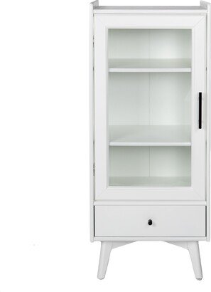 NEWPEAS Modern Bathroom Storage Cabinet & Floor Standing Cabinet with Glass Door with Double Adjustable Shelves and One Drawer