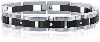 BLACKJACK Two-Tone Stainless Steel Five CZ Link Bracelet