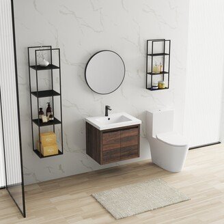 Loftland 24''and 30'' Wall Mounted Single Bathroom Vanity Brown with Resin Vanity Top