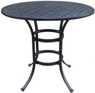 42 Inch Metal Outdoor Patio Round Top Bar Table, Dark Bronze