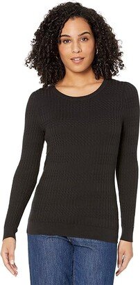 Tommy Hilfiger Adaptive Cable Crew Neck Sweater (Dark Sable) Women's Sweater