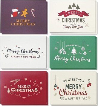 Sustainable Greetings 48 Pack Merry Christmas Xmas Greeting Cards Assortment with 6 Festive Holiday Winter Designs, 4 x 6 In