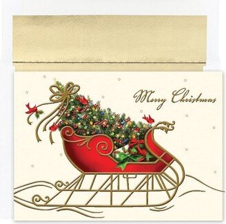 Masterpiece Studios Holiday Collection 15-Count Boxed Embossed Christmas Cards with Foil-Lined Envelopes, 7.8