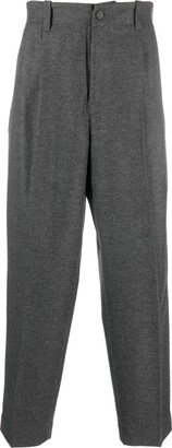 Mélange-Effect Tapered Trousers-AB