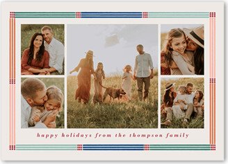 Holiday Cards: Minimalist Retro Border Holiday Card, Blue, 5X7, Holiday, Luxe Double-Thick Cardstock, Square