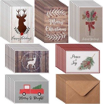 Sustainable Greetings Sustainable Boxed Christmas Cards Xmas Greetings 48 Pack Holiday Greeting Cards and Envelopes, 6 Designs, 4.5 x 6.5 in