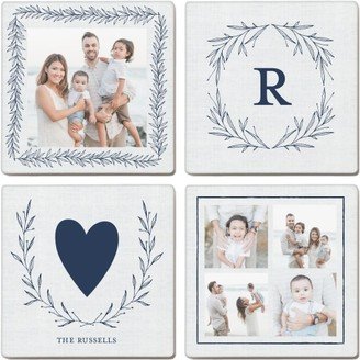 Coasters: Chic Wreaths Set Ceramic Coasters, Set Of 4, Blue