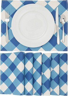 Farmlyn Creek Buffalo Check Placemats Set of 6 for Dining Table, 12.75x16.75 in, White and Blue