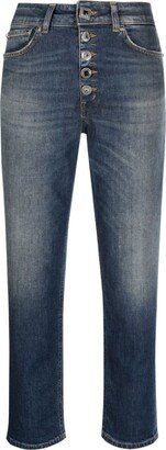 Button-Fly Cropped Jeans