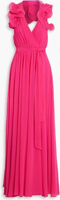 Pleated chiffon halterneck maxi dress