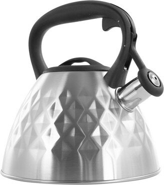 Donato 2.3 Quart Stainless Steel Wide Whistling Tea Kettle in Brushed Chrome