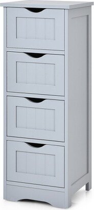 Tangkula 4 Drawers Bathroom Storage Cabinet Free-Standing Side Storage Organizer Grey