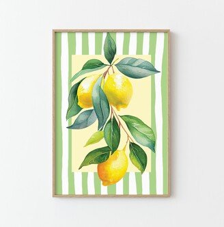 Sofe Store Lemon Stripey Green A3 Print