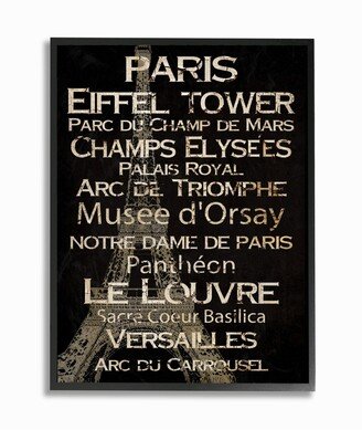 Home Decor Paris Landmark Typography Framed Giclee Art, 16 x 20