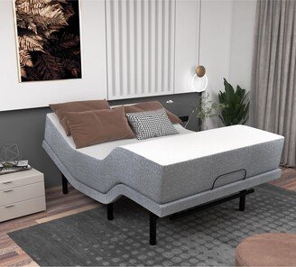 Renanim Zero Clearance Adjustable Bed with 12 inch Medium Mattress, Dual Massage, USB Ports, App Control, Underbed Light