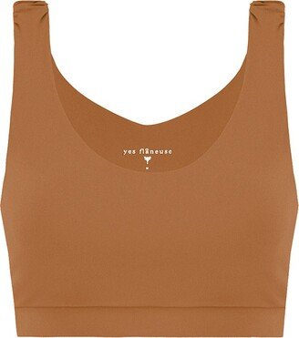 Yes Flâneuse Johanna Scrunch Strap Sports Bra Sugar Almond