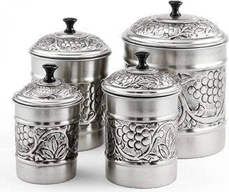 ODI HOUSEWARES Heritage 4-Piece Embossed Kitchen Canister Set