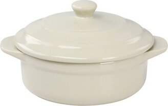 Stoneware Round Mini Casserole with Lid in Beige