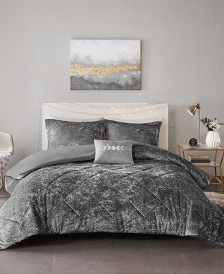 Felicia Velvet 4-Piece Full/Queen Duvet Cover Set