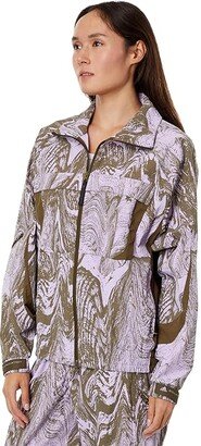 Woven Tracktop Printed IB5095 (Purple Glow/Trace Olive) Women's Clothing