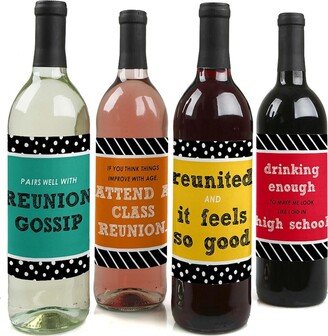 Big Dot Of Happiness Class Reunion - Decor for Women and Men - Wine Bottle Label Stickers - 4 Ct